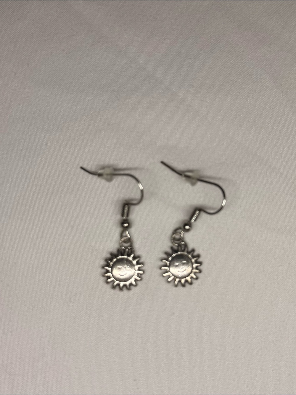 Silver Sun Charm Drop Earrings - Unbranded